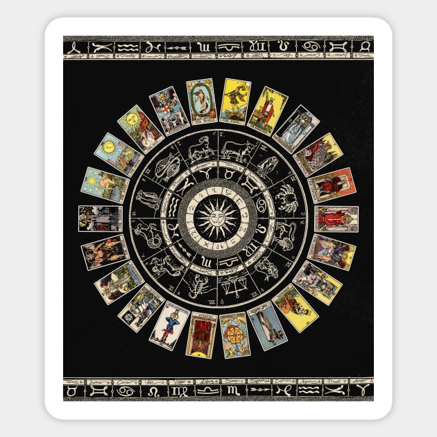 Astrology Wheel & Tarot Tapestry Sticker by visionarysea